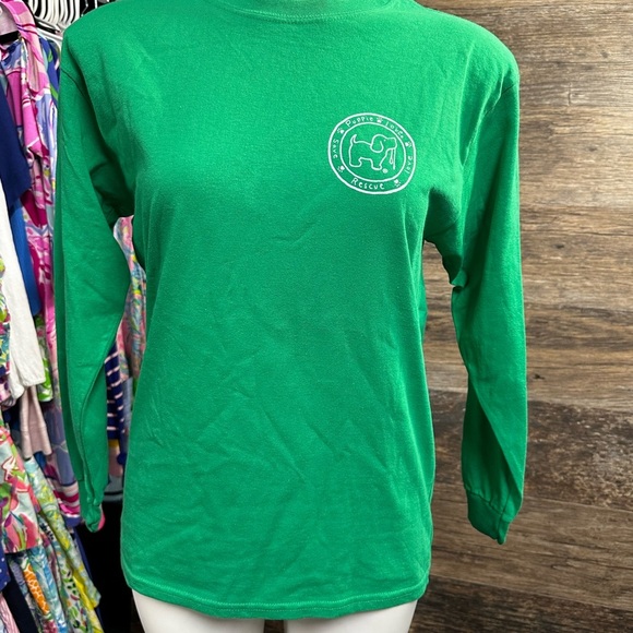 Puppy Love Kids Vibrant Green Long Sleeve Tee with Crew Neck - Picture 1 of 7